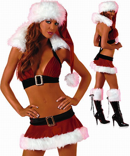 Two-Piece Mini Length Halter Christmas Costume